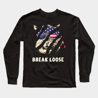 Leopard in Patriotic US Regalia for Bikers Long Sleeve T-Shirt